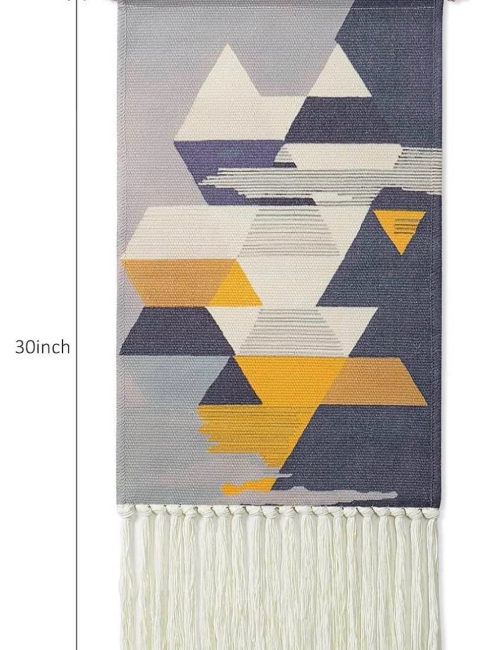 Geometric Woven Wall Hanging in Blue, Yellow & White